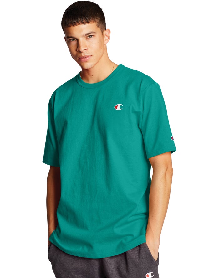 Champion Heritage C Logo Turquoise T-Shirt Mens - South Africa HOXBPZ216